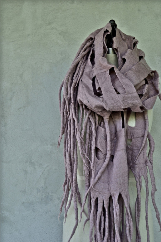 Ohara Fawn Shawl Taiana Design Felted Merino Wool Dreadlocks textiles handmade women