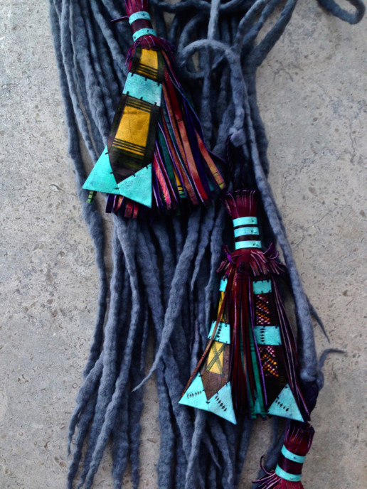Horizon With African Tassels Taiana Design Felted Merino Wool Dreadlocks textiles handmade women Niger Women Coop